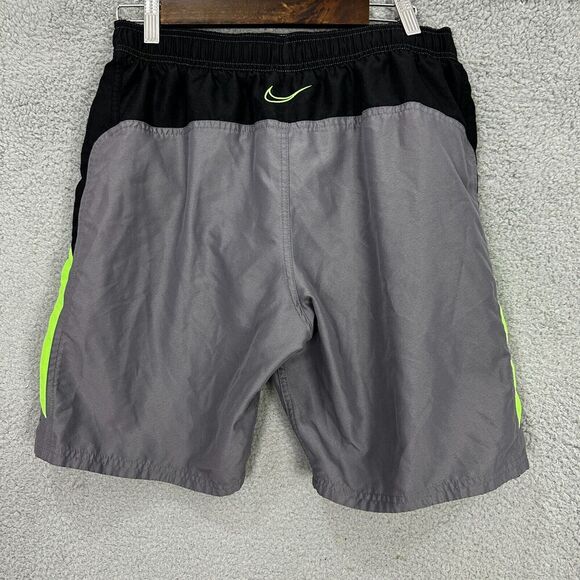 Nike Swim Trunks Mens Medium Gray Swoosh Logo Lined Board Shorts Beach‎ Resort - Picture 4 of 5